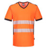 PW3 Hi-Vis T-Shirt mit V-Ausschnitt und Mesheinsatz kurzarm